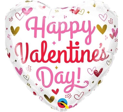 Qualatex Ballon aluminium Happy Valentine's Day 45cm | vide