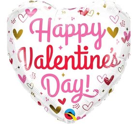 Qualatex Ballon aluminium Happy Valentine's Day 45cm | rempli d'hélium