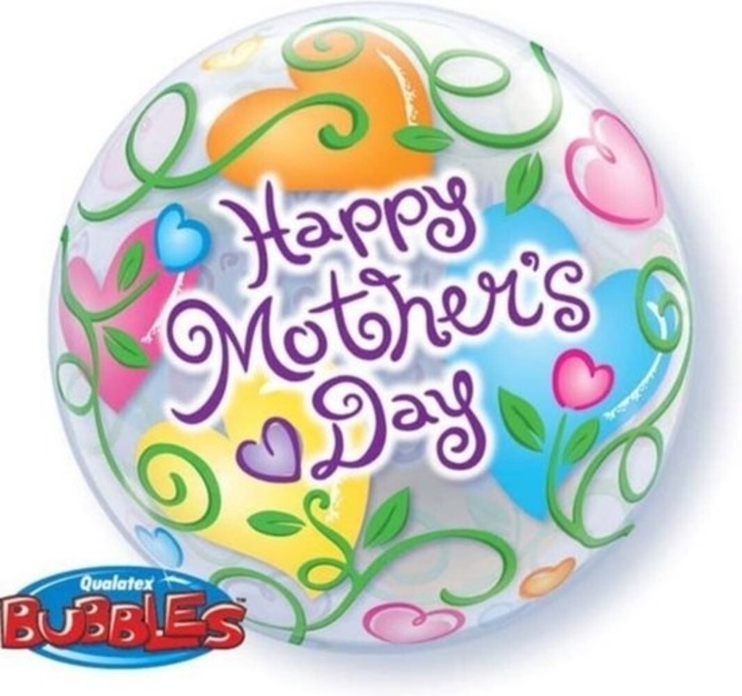 Qualatex Helium Ballon Bubble Happy Mother's Day  (56cm) gevuld met helium Qualatex Helium Ballon Bubble Happy Mother's Day  (56cm) gevuld met helium