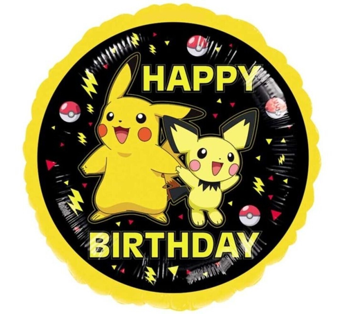 Anagram Pokemon Pikachu Foil Balloon Happy Birthday (45cm) filled with helium Anagram Pokemon Pikachu Foil Balloon Happy Birthday (45cm) filled with helium