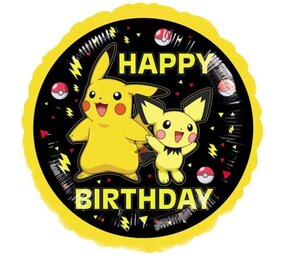Anagram Pokemon Pikachu Folienballon Happy Birthday (45cm) gefüllt mit Helium