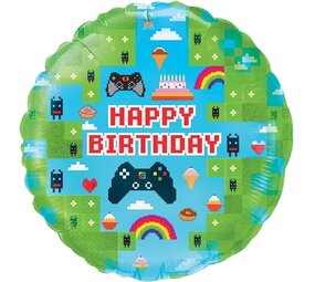 Heliumballon Gamer Happy Birthday (45cm) gefüllt mit Helium