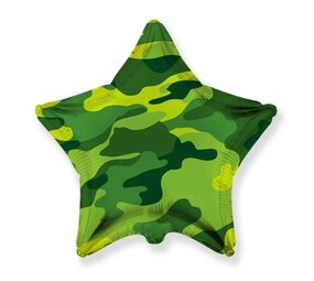 Camouflage Helium Ballon Ster (45cm) gevuld met helium Camouflage Helium Ballon Ster (45cm) gevuld met helium
