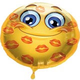 Folat Ballon en feuille Emoticon baisers auto-remplissant (45cm) rempli d'hélium Folat Ballon en feuille Emoticon baisers auto-remplissant (45cm) rempli d'hélium