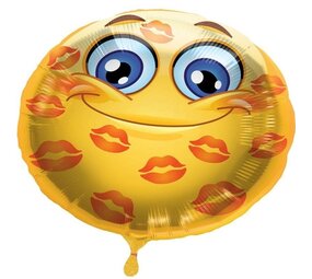 Folat Folie ballon Emoticon kusjes zelf vullen (45cm) gevuld met helium