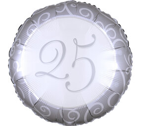 Qualatex Ballon de baudruche 25 ans de mariage 45cm | rempli d'hélium