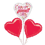Boland Bouquet de ballons Joyeuse Saint Valentin Coeur | rempli d'hélium Boland Bouquet de ballons Joyeuse Saint Valentin Coeur | rempli d'hélium
