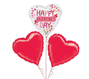 Boland Bouquet de ballons Joyeuse Saint Valentin Coeur | rempli d'hélium Boland Bouquet de ballons Joyeuse Saint Valentin Coeur | rempli d'hélium