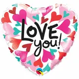 Qualatex Folie ballon Love you! hearts (45cm) gevuld met helium Qualatex Folie ballon Love you! hearts (45cm) gevuld met helium