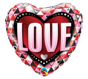 Qualatex Folienballon Herzform 'LOVE' (45cm) gefüllt mit Helium