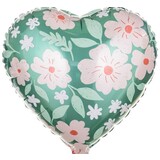 Partydeco Ballon aluminium Fleurs Forme Coeur 45cm | rempli d'hélium Partydeco Ballon aluminium Fleurs Forme Coeur 45cm | rempli d'hélium