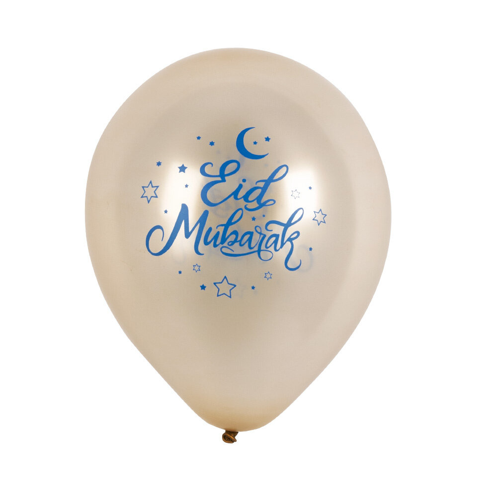 Boland Eid Mubarak Ballonnen Blauw-Goud 25cm | 6 stuks Boland Eid Mubarak Ballonnen Blauw-Goud 25cm | 6 stuks