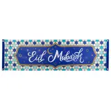 Boland Eid Mubarak Banner Blauw-Goud 50x180cm | per stuk Boland Eid Mubarak Banner Blauw-Goud 50x180cm | per stuk