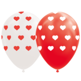 Hartjes Ballonnen Rood-Wit 30cm | 8 stuks