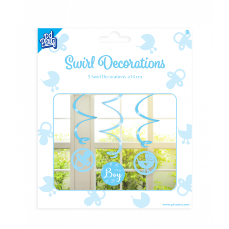 Paper Dreams Decoration Swirl It's A Boy 70cm | 3 pieces