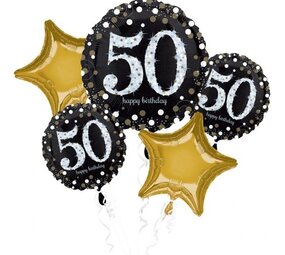Anagram 50 jaar Ballonnen Boeket Sparkling | 5-delig Anagram 50 jaar Ballonnen Boeket Sparkling | 5-delig