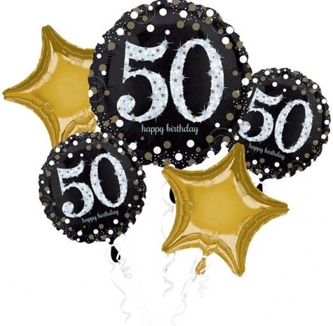 Anagram 50 jaar Ballonnen Boeket Sparkling | 5-delig Anagram 50 jaar Ballonnen Boeket Sparkling | 5-delig