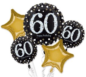 Anagram 60 ans Bouquet de ballons Pétillant | 5 pièces Anagram 60 ans Bouquet de ballons Pétillant | 5 pièces