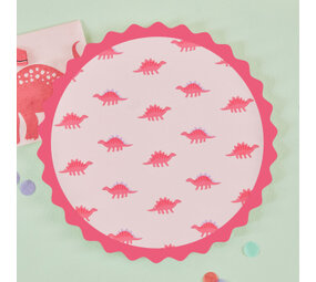 Ginger Ray Assiettes Rose Dinosaure 25cm | 8 pièces