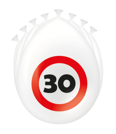 Paper Dreams Ballon 30 jaar Verkeersbord 8 stuks