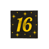 Paper Dreams Servietten 16 Jahre Gold-Schwarz Classy 33x33cm | pro 16 Stück Paper Dreams Servietten 16 Jahre Gold-Schwarz Classy 33x33cm | pro 16 Stück