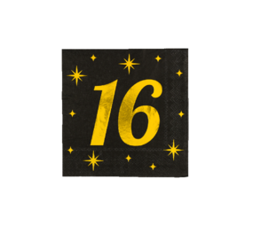 Paper Dreams Servietten 16 Jahre Gold-Schwarz Classy 33x33cm | pro 16 Stück Paper Dreams Servietten 16 Jahre Gold-Schwarz Classy 33x33cm | pro 16 Stück