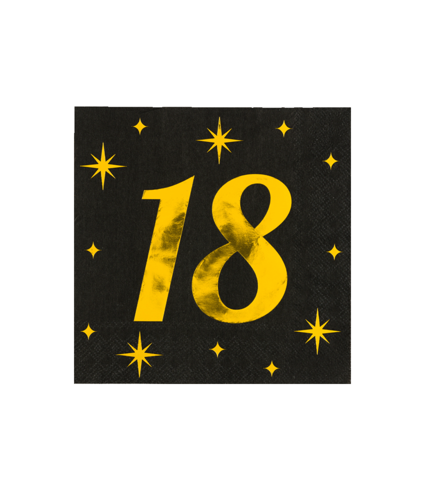 Paper Dreams Servietten 18 Jahre Gold-Schwarz Classy 33x33cm | pro 16 Stück