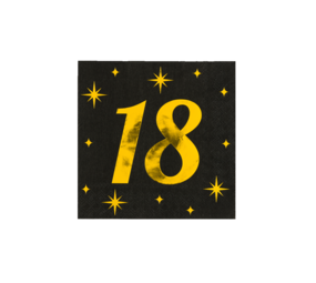 Paper Dreams Serviettes de table 18 ans Or-Noir Classy 33x33cm | par 16 pcs Paper Dreams Serviettes de table 18 ans Or-Noir Classy 33x33cm | par 16 pcs