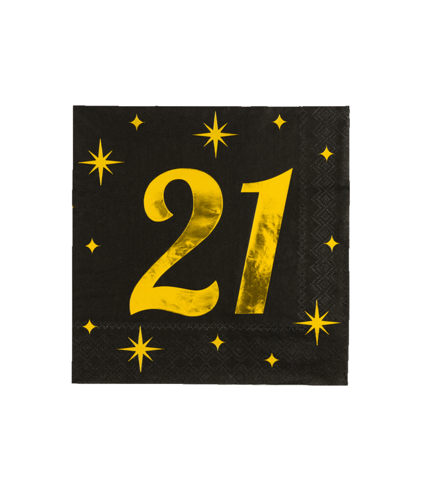 Paper Dreams Napkins 21 Years Gold-Black Classy 33x33cm | per 16 pcs