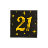 Paper Dreams Serviettes de table 21 ans Or-Noir Classy 33x33cm | par 16 pcs
