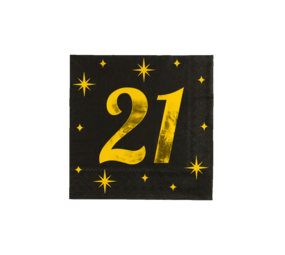 Paper Dreams Serviettes de table 21 ans Or-Noir Classy 33x33cm | par 16 pcs