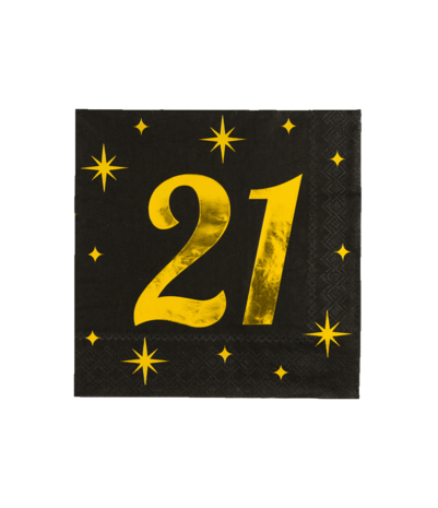 Paper Dreams Serviettes de table 21 ans Or-Noir Classy 33x33cm | par 16 pcs