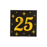 Paper Dreams Servetten 25 Jaar Goud-Zwart Classy 33x33cm | per 16 stuks Paper Dreams Servetten 25 Jaar Goud-Zwart Classy 33x33cm | per 16 stuks