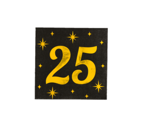 Paper Dreams Servietten 25 Jahre Gold-Schwarz Classy 33x33cm | pro 16 Stück Paper Dreams Servietten 25 Jahre Gold-Schwarz Classy 33x33cm | pro 16 Stück