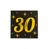 Paper Dreams Servetten 30 Jaar Goud-Zwart Classy 33x33cm | per 16 stuks Paper Dreams Servetten 30 Jaar Goud-Zwart Classy 33x33cm | per 16 stuks