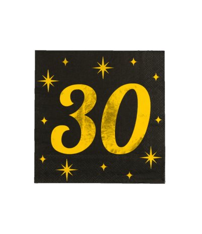 Paper Dreams Servietten 30 Jahre Gold-Schwarz Classy 33x33cm | pro 16 Stück Paper Dreams Servietten 30 Jahre Gold-Schwarz Classy 33x33cm | pro 16 Stück