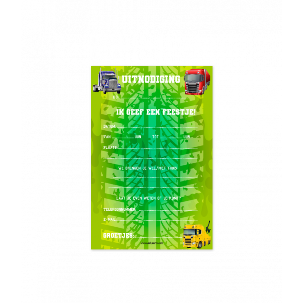 Paper Dreams Trucks Uitnodigingen | 6 stuks Paper Dreams Trucks Uitnodigingen | 6 stuks