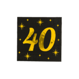 Paper Dreams Servetten 40 Jaar Goud-Zwart Classy 33x33cm | per 16 stuks