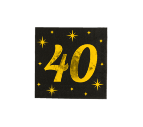 Paper Dreams Servietten 40 Jahre Gold-Schwarz Classy 33x33cm | pro 16 Stück