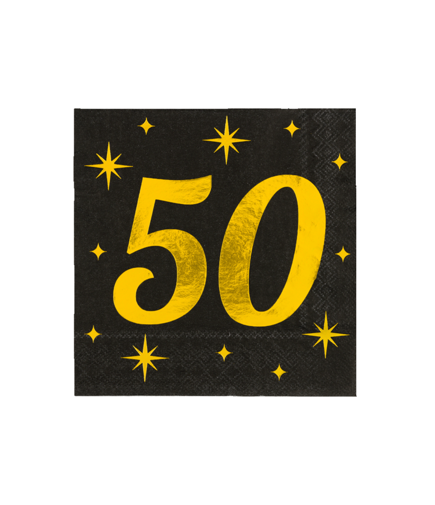 Paper Dreams Napkins 50 Years Gold-Black Classy 33x33cm | per 16 pcs Paper Dreams Napkins 50 Years Gold-Black Classy 33x33cm | per 16 pcs