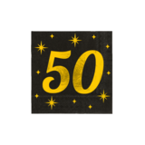 Paper Dreams Serviettes de table 50 ans Or-Noir Classy 33x33cm | par 16 pcs Paper Dreams Serviettes de table 50 ans Or-Noir Classy 33x33cm | par 16 pcs