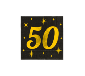 Paper Dreams Serviettes de table 50 ans Or-Noir Classy 33x33cm | par 16 pcs