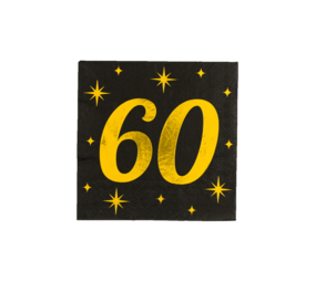 Paper Dreams Servietten 60 Jahre Gold-Schwarz Classy 33x33cm | pro 16 Stück Paper Dreams Servietten 60 Jahre Gold-Schwarz Classy 33x33cm | pro 16 Stück