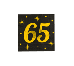 Paper Dreams Servetten 65 Jaar Goud-Zwart Classy 33x33cm | per 16 stuks