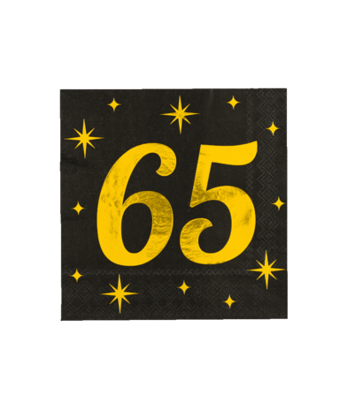 Paper Dreams Servietten 65 Jahre Gold-Schwarz Classy 33x33cm | pro 16 Stück Paper Dreams Servietten 65 Jahre Gold-Schwarz Classy 33x33cm | pro 16 Stück