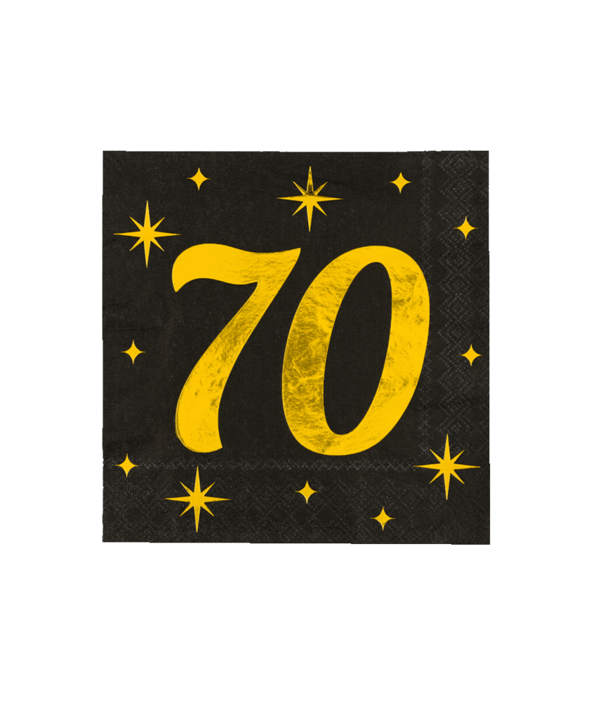 Paper Dreams Serviettes de table 70 ans Or-Noir Classy 33x33cm | par 16 pcs Paper Dreams Serviettes de table 70 ans Or-Noir Classy 33x33cm | par 16 pcs