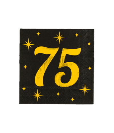 Paper Dreams Servietten 75 Jahre Gold-Schwarz Classy 33x33cm | pro 16 Stück Paper Dreams Servietten 75 Jahre Gold-Schwarz Classy 33x33cm | pro 16 Stück