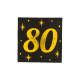 Paper Dreams Servetten 80 Jaar Goud-Zwart Classy 33x33cm | per 16 stuks