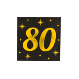 Paper Dreams Serviettes de table 80 ans Or-Noir Classy 33x33cm | par 16 pcs Paper Dreams Serviettes de table 80 ans Or-Noir Classy 33x33cm | par 16 pcs