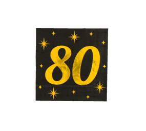 Paper Dreams Servetten 80 Jaar Goud-Zwart Classy 33x33cm | per 16 stuks